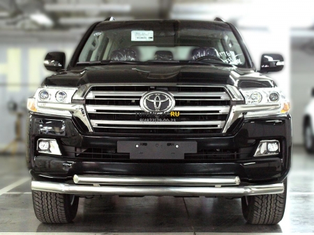 Дуга передняя по низу бампера d-76+60 радиусная двойная Toyota Land Cruiser 200 2015-наст.вр.